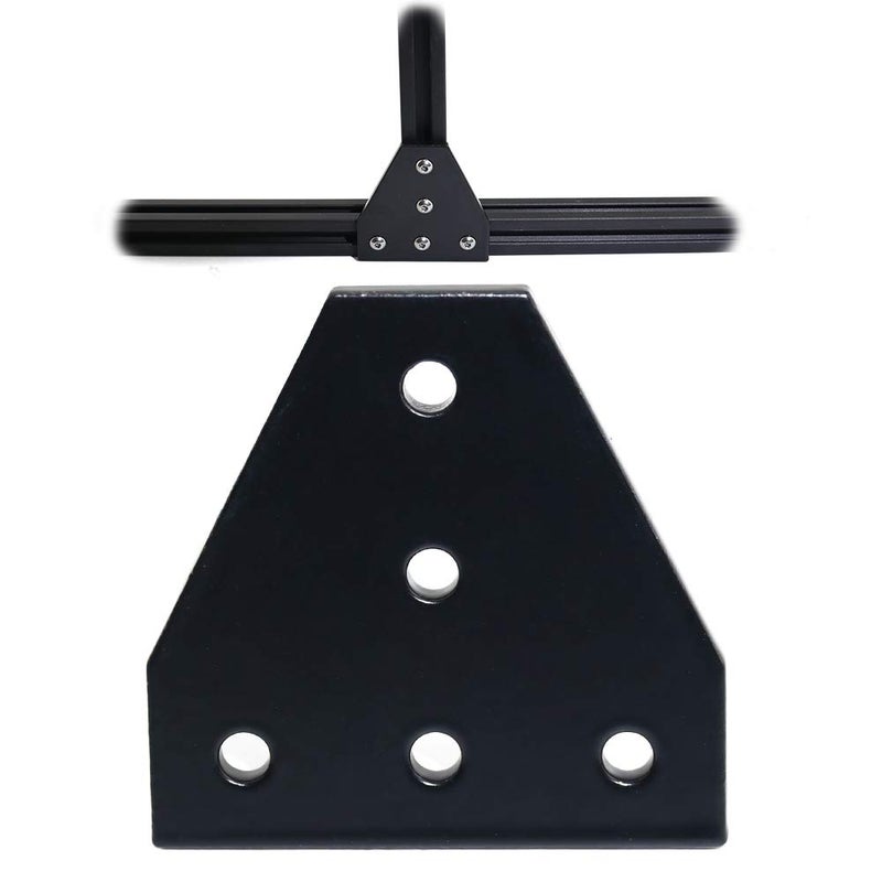 Boeray 10pcs 2020 Series 5 Hole Surface Anodic Oxidation T Shape Plate Outside Corner Bracket Aluminum Profile Connector Set with 50pcs T Nut + 50pcs Hex Screw + 1pcs Wrench Black - Image 4
